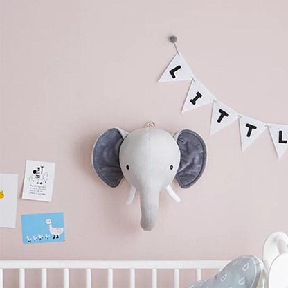 Cute Animals Elephant Head Stuffed Plush Doll Children's Room Decoration