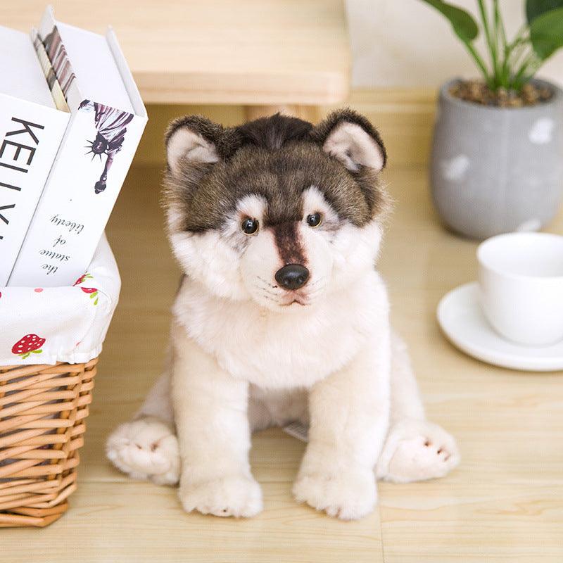 15" Wolf Shape Plush Toy, Realistic Gray Wolf Stuffed Animal