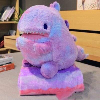 23.5" Kawaii Large Rainbow Rainbow Dinosaur Plush Toy with Blanket, Great Gift for Kids (Jouet en peluche de dinosaure arc-en-ciel avec couverture, grand cadeau pour les enfants)