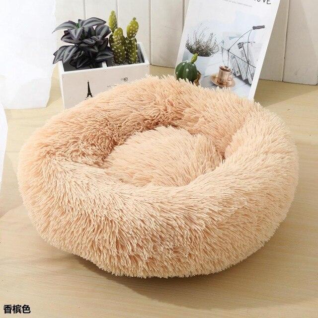 Round plush dog bed, waterproof and super soft bottom