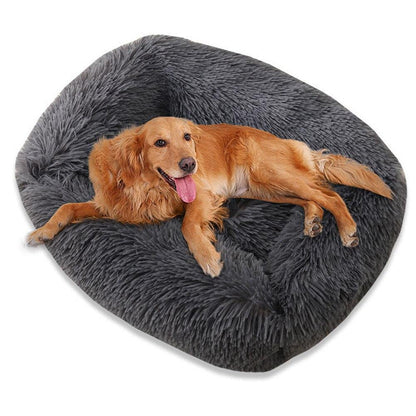 Lit carré pour chien et chat pour animaux de taille moyenne, super doux, chaud, pelucheux et confortable