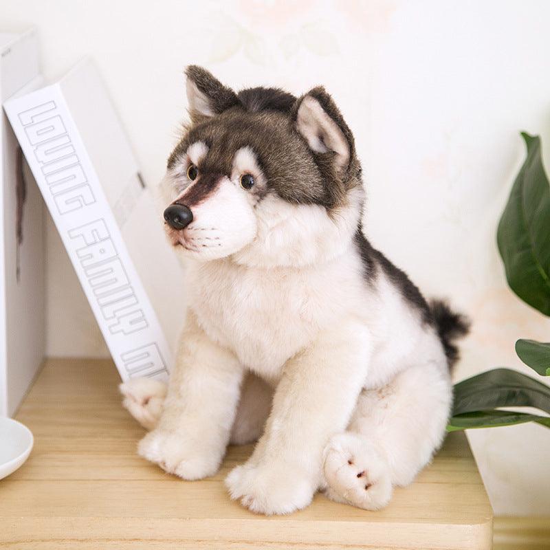 15" Wolf Shape Plush Toy, Realistic Gray Wolf Stuffed Animal