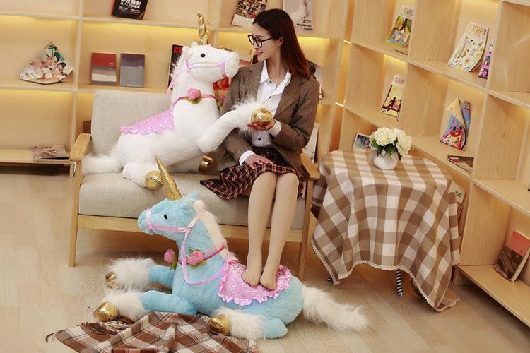 39" Large Majestic Unicorn Plush Doll with Saddle