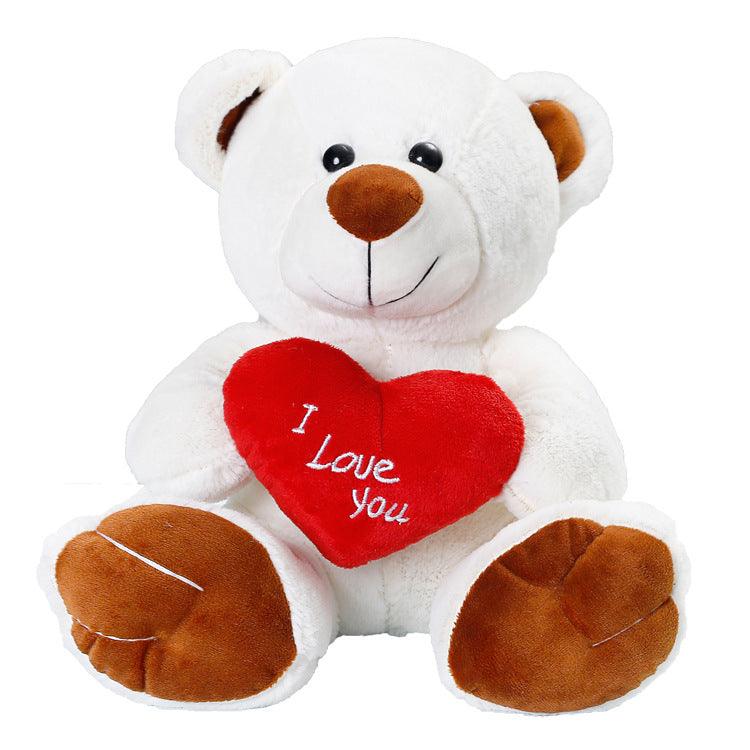 Poupée peluche ours Hug Bear avec nœud papillon et cœurs