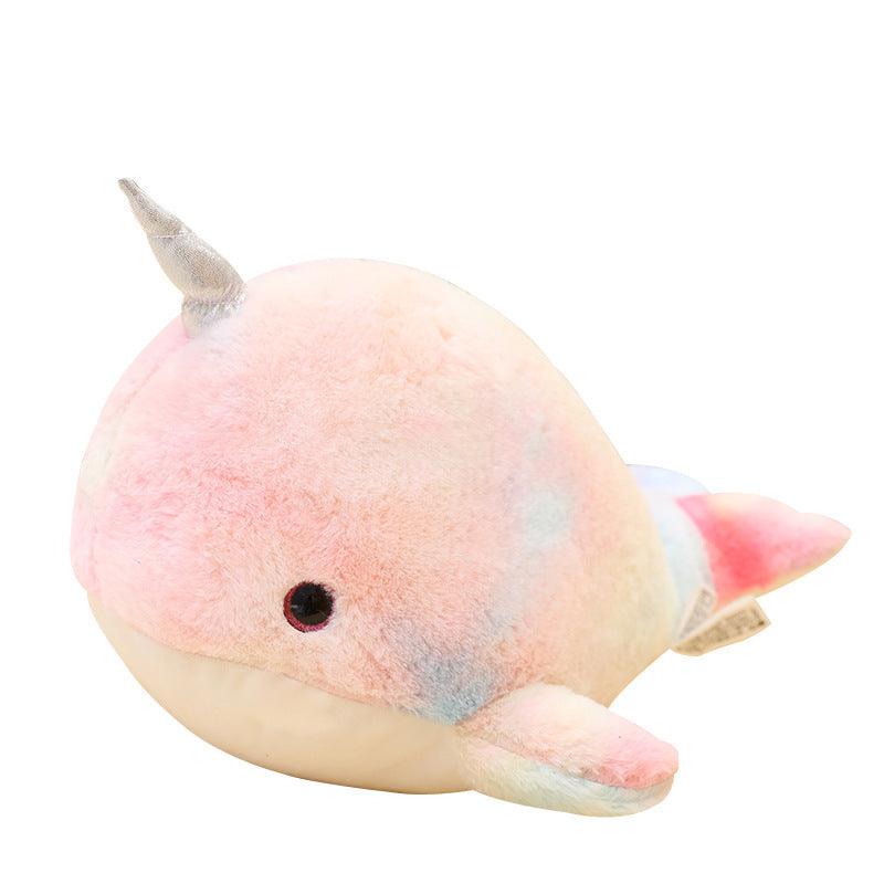 Oreiller en peluche baleine colorée et licorne