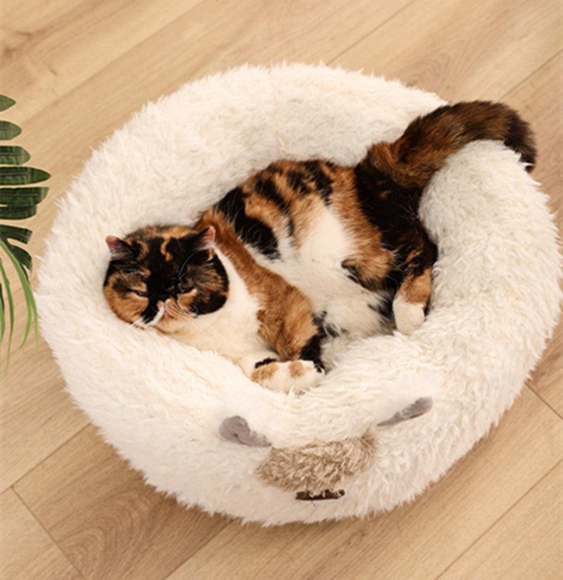 Alpaca Shaped Cat Bed, Warm Plush, Ideal for Small Dogs