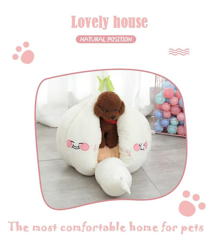 Funny Garlic Cat Bed, Soft and Warm Pet Bed