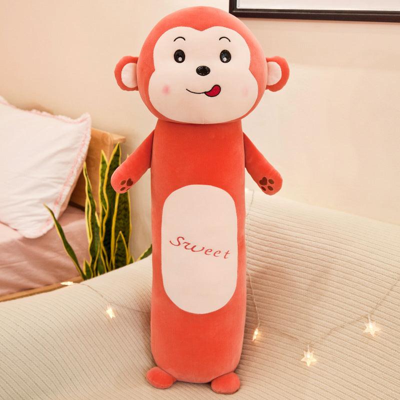 Plush doll with long, cylindrical pillow