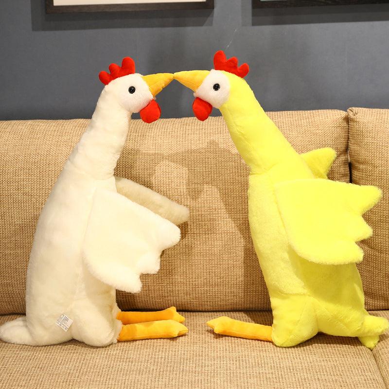 Peluche poulets géants jaunes et blancs, parfaits comme oreiller pour le corps