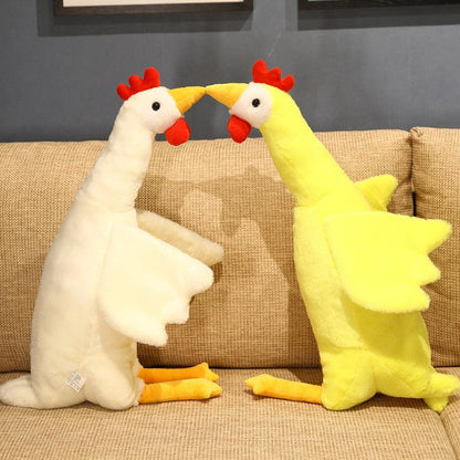 Giant yellow and white chicken plush toy, perfect as a body pillow