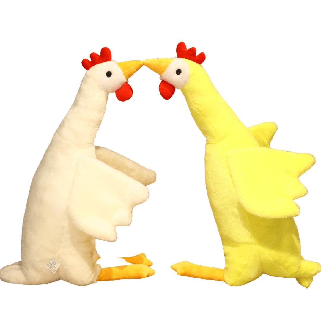 Peluche poulets géants jaunes et blancs, parfaits comme oreiller pour le corps