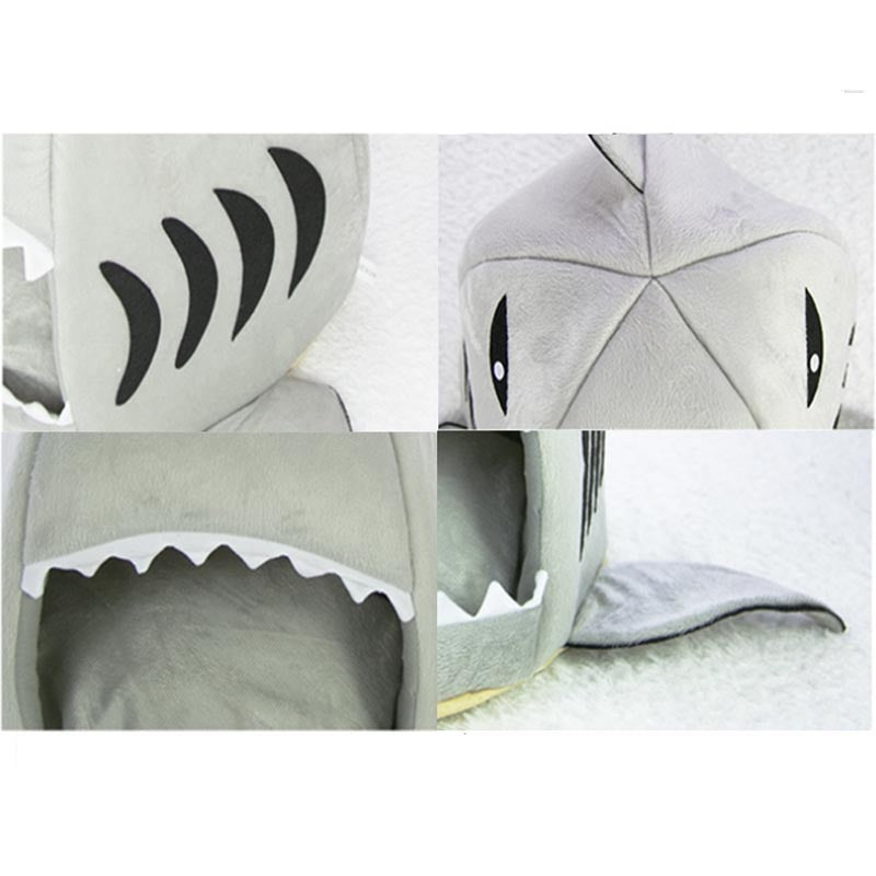 Shark-shaped bed for small dogs and cats