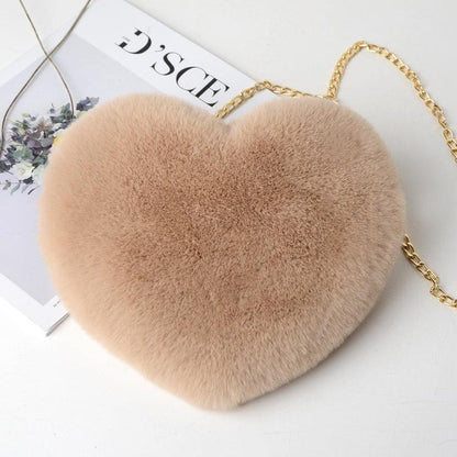 Kawaii Faux Fur Heart Shaped Bags