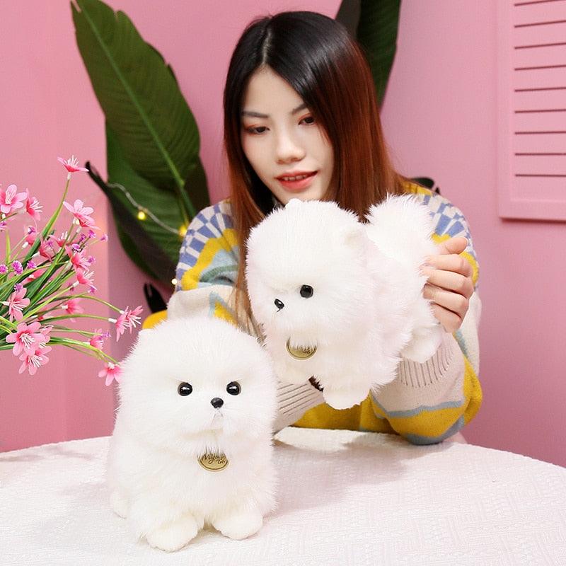 Peluche Chien de Poméranie réaliste