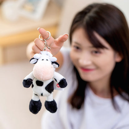 Mignon petit jouet en peluche avec porte-clés en forme de vache