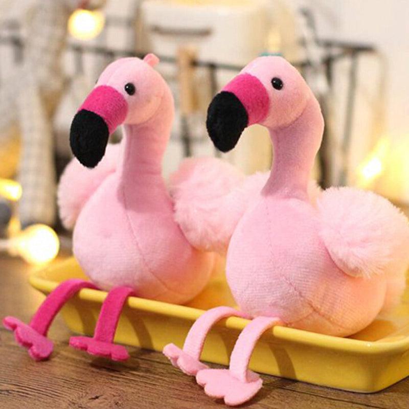 Porte-clés en peluche flamant rose