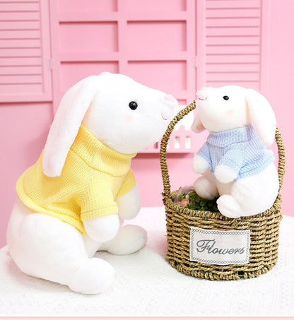 Kawaii rabbit plush toy with a sweater