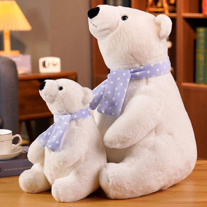 Peluche Ours polaire assis avec écharpe