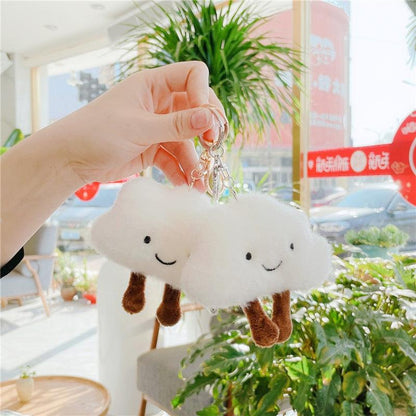 White cloud soft toys with key rings, buttons and hairpins