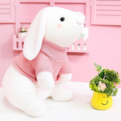 Kawaii rabbit plush toy with a sweater