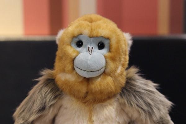 Realistic golden monkey plush toy sitting