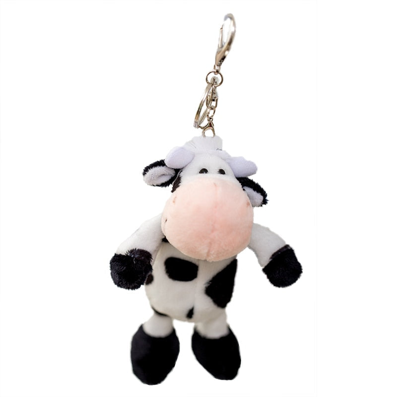 Cute little cow plush toy with keychain