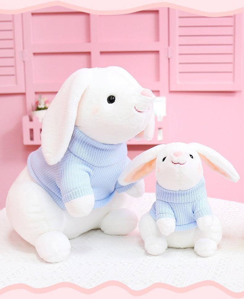 Kawaii rabbit plush toy with a sweater