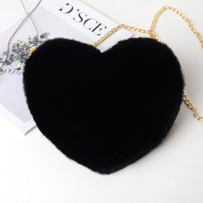 Kawaii Faux Fur Heart Shaped Bags