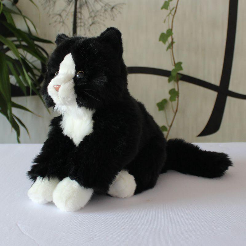 Peluche chat noir et blanc