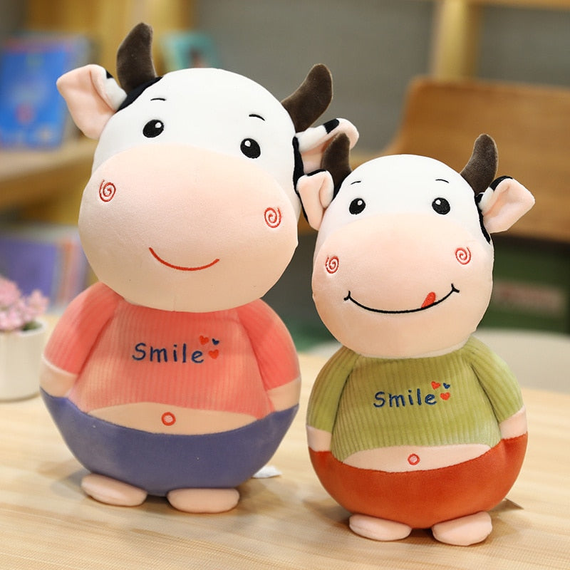Smiling and happy cow plush toy