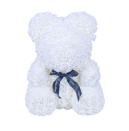 Ours en roses blanc - Peluche Center | Boutique Doudou & Peluches