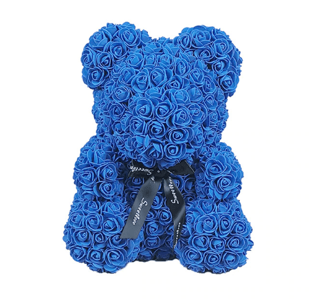 Ours en roses bleu - Peluche Center | Boutique Doudou & Peluches