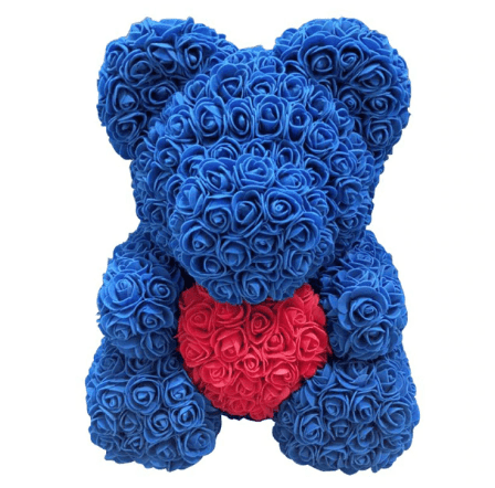 Ours en roses bleu et rouge - Peluche Center | Boutique Doudou & Peluches