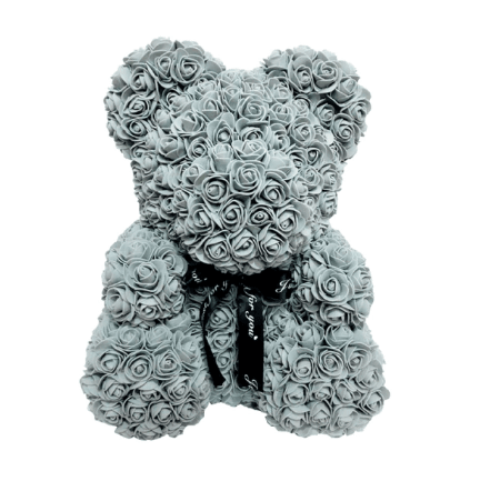 Ours en roses gris - Peluche Center | Boutique Doudou & Peluches