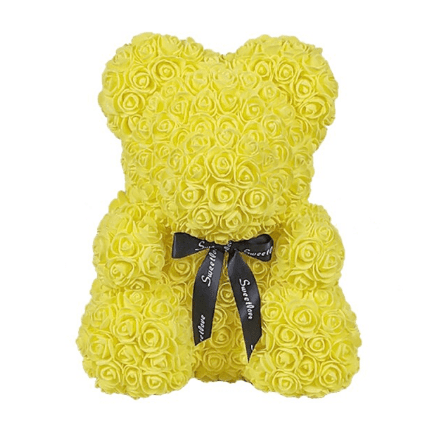 Ours en roses jaune - Peluche Center | Boutique Doudou & Peluches