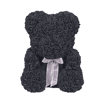 Ours en roses noir - Peluche Center | Boutique Doudou & Peluches