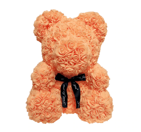 Ours en roses orange - Peluche Center | Boutique Doudou & Peluches