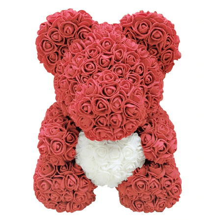 Ours en roses rouge et blanc - Peluche Center | Boutique Doudou & Peluches