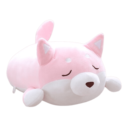 Sleeping Pink Shiba Dog Plush