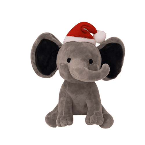 Gray Christmas Elephant Plush