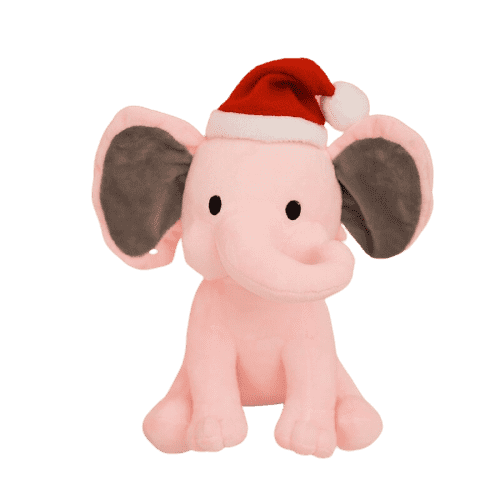 Peluche Éléphant Noël Rose