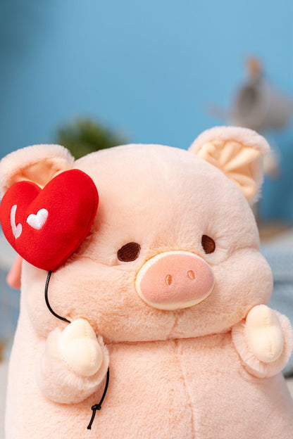 Plush Pig flying heart balloon