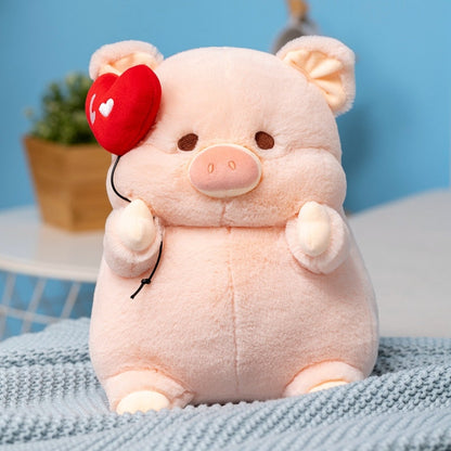 Plush Pig flying heart balloon