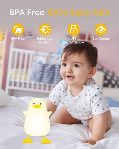 LED silicone duck night light with timer