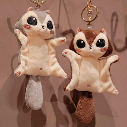 Super cute flying squirrel plush keychain