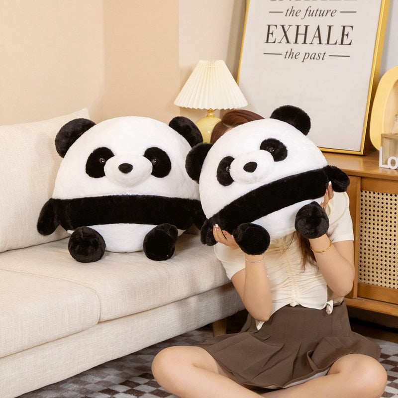 Round and chubby giant panda plush toy