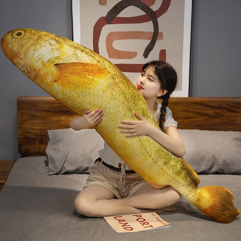 Giant yellow crocodile fish plush toy