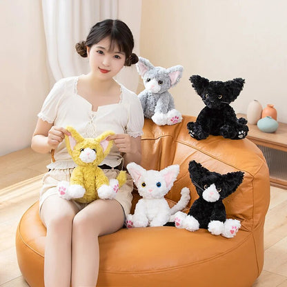 Fuzzy and colorful cat stuffed animals