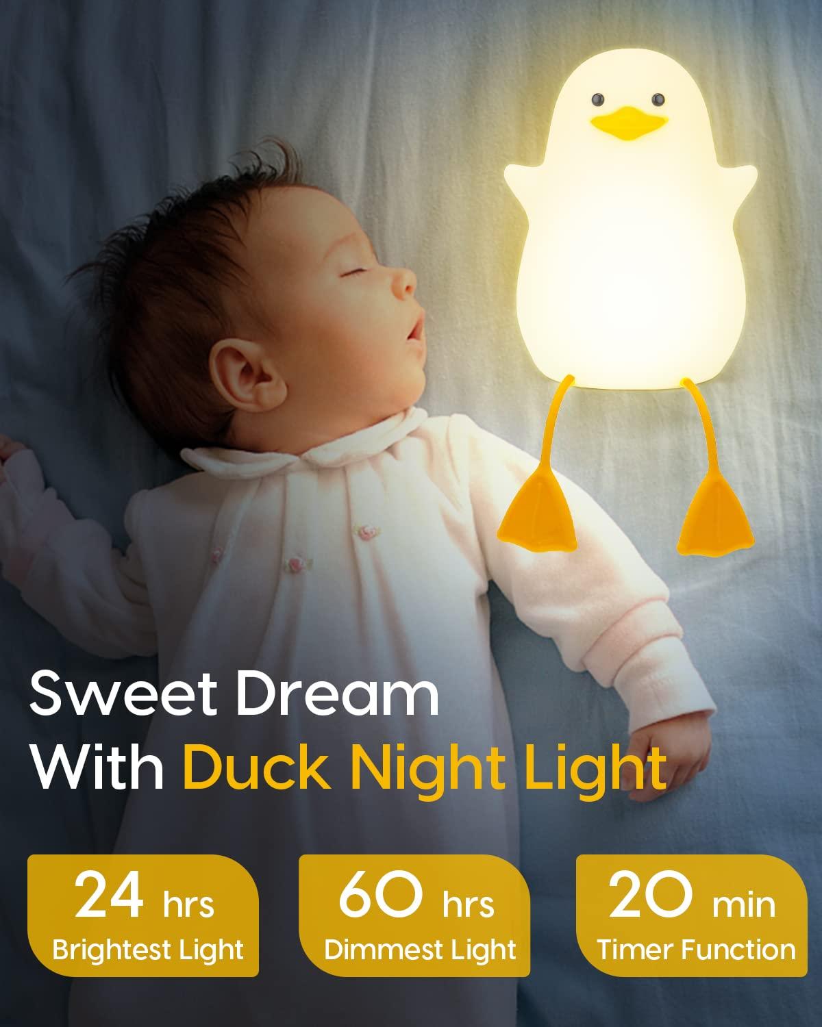 LED silicone duck night light with timer