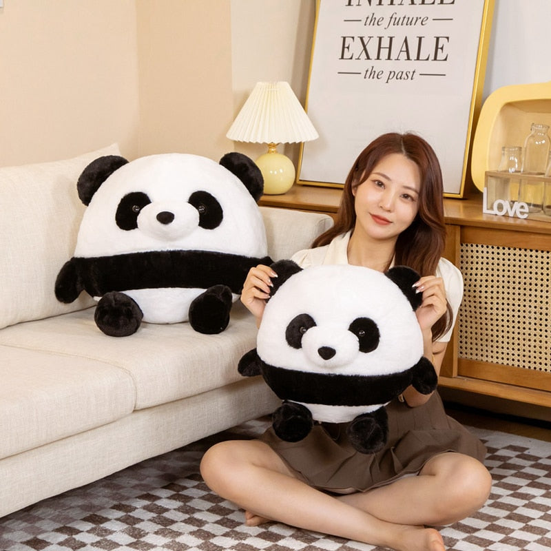 Round and chubby giant panda plush toy